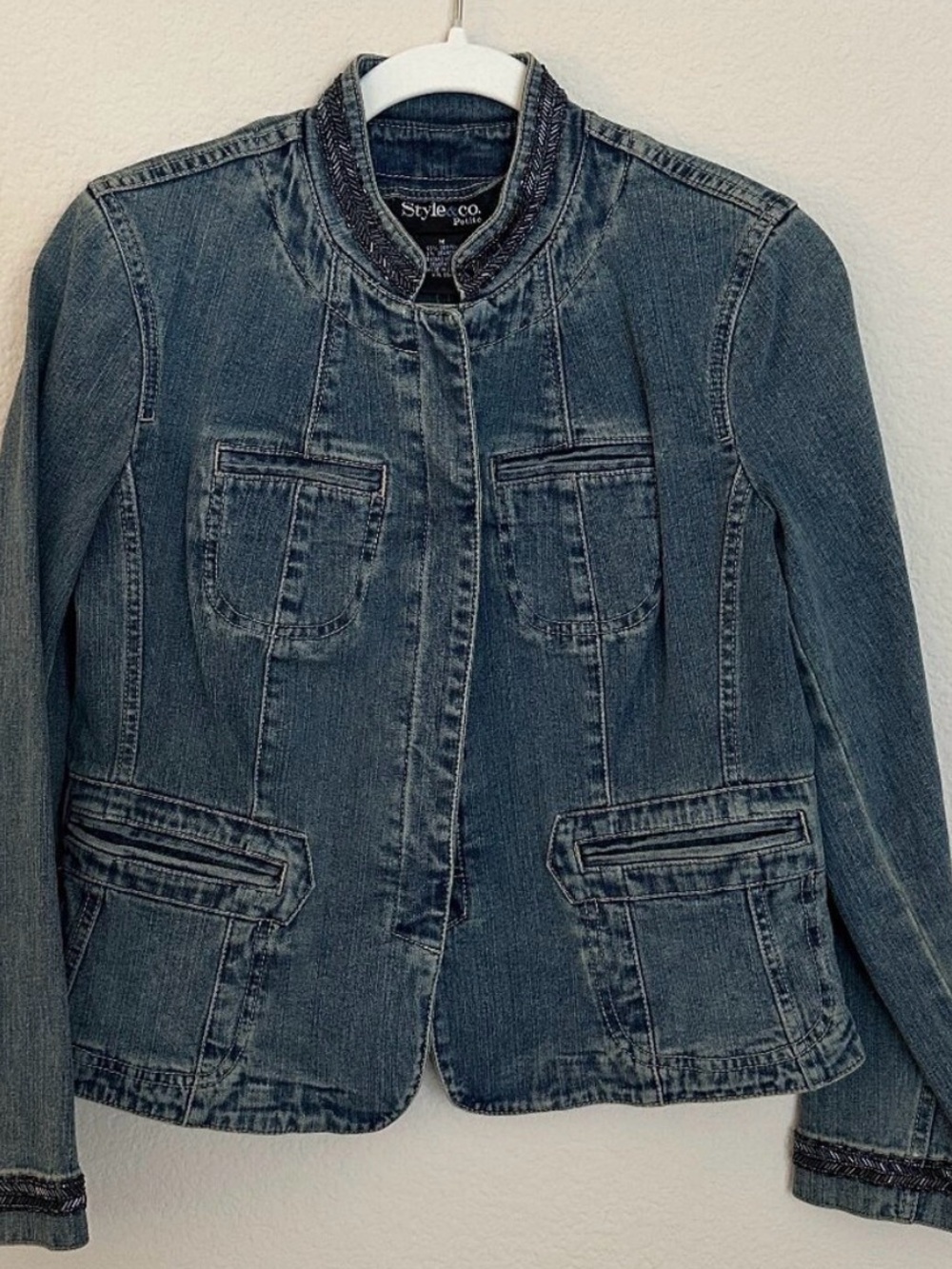 Style & Co. Jean Jacket with Beading Detail